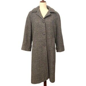 VTG Ferncroft 100% Wool Grey Multi Color Fleck Overcoat Union Made USA Womens 10